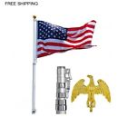 Flagpole Kit Eagle Pole Top Finial Ball 3 X5 American Sewn Stripes Stars Usa 20 Ft Flag Us Telescopic Aluminum 640671070164