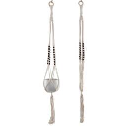 Flora Bunda 803284021620 39 Inch Tri-beaded Macrame Plant Hanger White