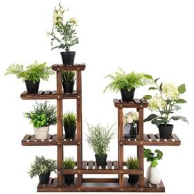 Ctw-gt3559 Forclover Plant Stand 38 Inch X 10 44 Firwood Indoor/outdoor Brown 6-tiered