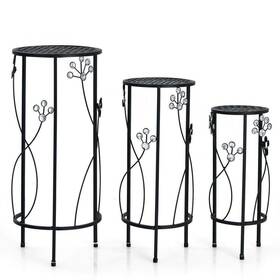 Ctw-np10276bk Forclover Plant Stand Steel Weather Resistance Indoor/outdoor Round Black Finish