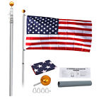 18-h01-1351 Forever-18-h01-1351 Unbranded Telescoping Sections Aluminum Flagpole Kit American Flag 702458230434