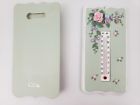 Fr8364 Wangs Inc Decorative Ceramic Wall Hanging Thermometer Pastel Green Flowers