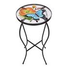 Fth0079 Homebeez Butterfly Flower Mosaic Foldable Round Plant Stand 6958577046638