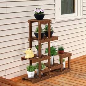 Fg18451 Furinno Plant Stands Hardwood Durable Accent Shelf Multi-level Natural Color