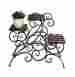 Gd223601 Pier Surplus Antique Rustic Metal 3 Stairs Flower Plant Stand Wood Trays Vine Patterns 816471018426
