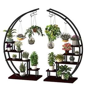 Gdlf 748661529569 5 Tier Metal Plant Stand Creative Half Moon Shape Ladder Flower Pot Stan