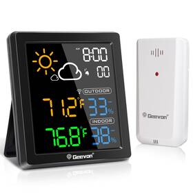 Geevon 729911889909 Indoor Outdoor Thermometer Wireless Weather Station With Color Display Digit