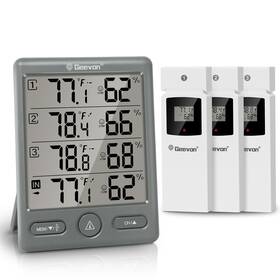 Geevon 729911891094 Indoor Outdoor Thermometer Wireless With 3 Remote Sensors Digital Hygrometer