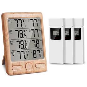 Geevon 785957429400 Indoor Outdoor Thermometer Wireless With 3 Remote Sensors Digital Hygrometer