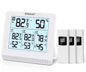 Geevon 785957429844 Indoor Outdoor Thermometer Wireless With 3 Remote Sensors Digital Hygrometer