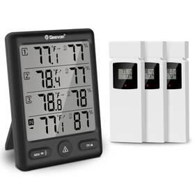 Geevon 785957935833 Indoor Outdoor Thermometer Wireless With 3 Remote Sensors Digital Hygrometer