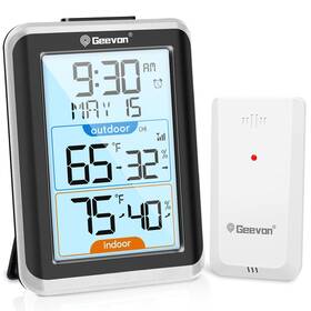 Geevon B0dpjwlvz7 Wireless Indoor Outdoor Thermometer Hygrometer Digital Temp Humidity Cloc