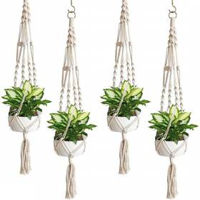 Ggi International 192405001826 Macrame Plant Hanger 4 Pack Indoor Outdoor Hanging Off-white Neutral Col