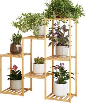 520-zhhj-07ys Ghwie Wooden 3-tier Indoor/outdoor Plant Stand For 7 Potted Plants