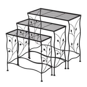 2007200033 Glitzhome Nesting Plant Stand 23.5 Inch Hx23.5 Wmetal Rectangular Black Set Of 3