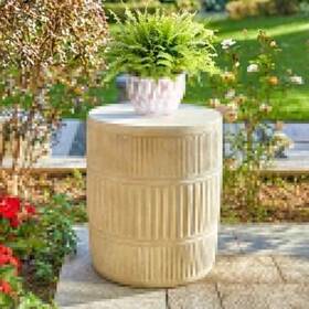 2029500006 Glitzhome Outdoor Plant Stand 15.75 Inch X15.75 X18.5 Uv Resistant Round Mgo White