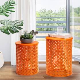 Gh2003800007 Glitzhome Garden Stool/planter Stand Metal Rust Resistance Indoor/outdoor Orange