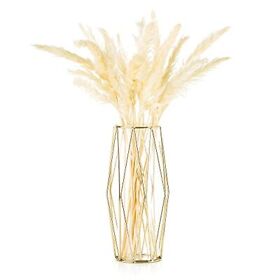 Gold Pampas Grass Vase For Flower 1pc Glasseam Modern Geometric Metal Decor