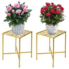 Gold Plant Stand Indoor Outdoor Metal Planter Midcentury Modern Flower