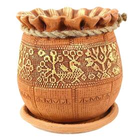 Golden Ceramics 689860911598 6.7 Inch Handmade Flower Pot Planter - Birds