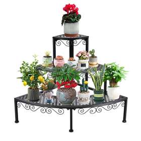 Gym01486 Gymax 3 Tier Corner Metal Flower Pot Pots Rack Plant Shelf Display Stair Step Ladder