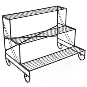 Gym11143 Gymax Plant Stand Flower Pot Display Rack Organizer 3-tier Metal Ladder Shaped