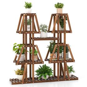 Gym13944 Gymax 5-tier Wood Plant Stand 10 Pots Corner Flower Pot Display Holder Rack