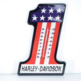 Hdl-10024 Harley-davidson #1 Rwb Racing Custom Shaped Logo Durable Metal Thermometer