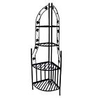 Hd5198-bk Unbranded Corner Shelf Plant Stand Iron Construction Hardened 0730050064263