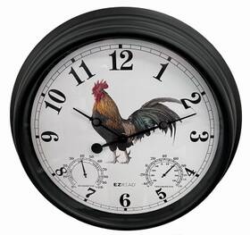 850-0073 Headwind Rooster Outdoor Clock And Thermometer 15 Inch Dial -