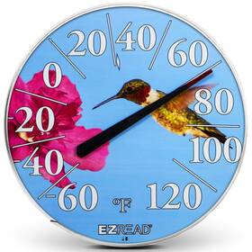 B016ti1y0g Headwind Ezread 12.5 Inch Hanging Dial Thermometer Indoor/outdoor Weather Hummingbird Desi