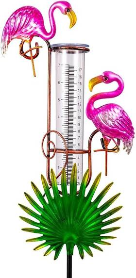 Dy49061820 Hobyluby Flamingo Rain Gauge Outdoor With 7ftft Plastic Tube Pink-flamingo