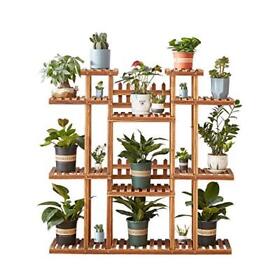 Homchwell 9-tier Wooden Plant Stand For Indoor And Outdoor Tiered 47.2-inch