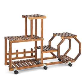 Topb006549 Honey Joy Plant Stand 40.5 Inch X34.5 X11.5 8 Potted Shelf Multilayer Wheels 6tier