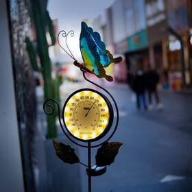 0101051627 Hongland Outdoor Thermometers For Outside - Decorative Garden Stakes Metal Butterfly