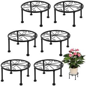 Hozeon 748675686876 6 Pcs 9 Inch Round Black Indoor Plant Stand Metal Outdoor