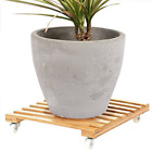 Ht01-30cm Antoop Movable Bamboo Plant Pot Trolley Stand Coaster 696567359646