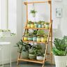 Hw60295 Tiers Bamboo Hanging Folding Plant Shelf Stand