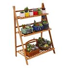 Idmd-br-08 Ufine Bamboo Wood Ladder Plant Stand Layer Foldable Flower Pot