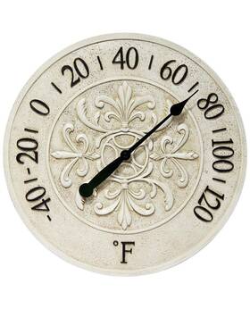 Infinity Instruments 731742133717 Blanc Fleur 15 Inch Decorative Outdoor Thermometer For Garage Patio Backyar