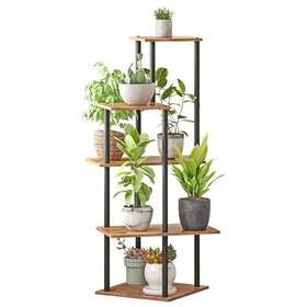 Jepreco 683125551673 Plant Stand Indoor 5 Tier Metal Wood Shelf For Multiple Flower Pots Corner