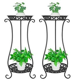 Jepreco Plant Stand Shelf Set Of 2 Indoor Outdoor 2-tier Flower Pot Holder