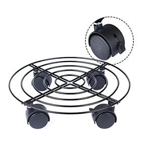 Jibolat Round Plant Caddy Heavy Duty Metal Flower Pot S Rack Holder Lockabl