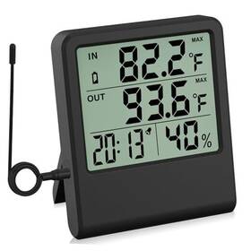 Jh-mc06h-1-b Jinghe 4-in-1 Thermometer Hygrometer With Alarm Clock Large Lcd 1.5 M Waterproof