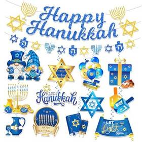 Jingsong Party Jingsong-134 Hanukkah Decorations Chanukah Decor Includes Happy Banner