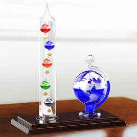 Jj Home Goods B0bg147w47 Care Galileo Thermometer And Glass Globe Barometer Frosted - Weather Station