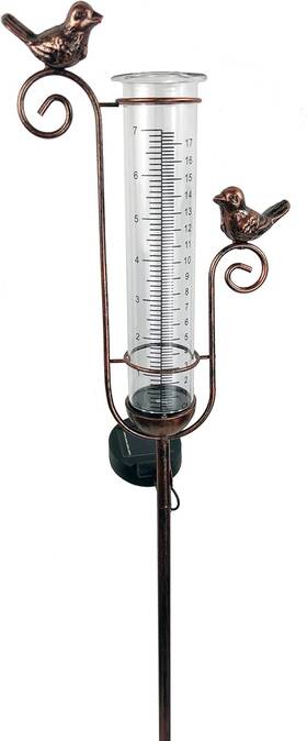 Joybee Home&garden 735632179175 Bird Rain Gauges With Solar Lights For Gauge