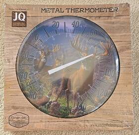 Jq Licensing 821472412289 Deer/bird Indoor Outdoor Metal Thermometer Plastic Cover