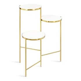 Kate And Laurel Fields Tri-level Metal Plant Stand 10x10x30 White Gold