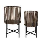 Kate And Laurel Paynter 2-piece Floor Planter Set With Pvc Wicker Metal